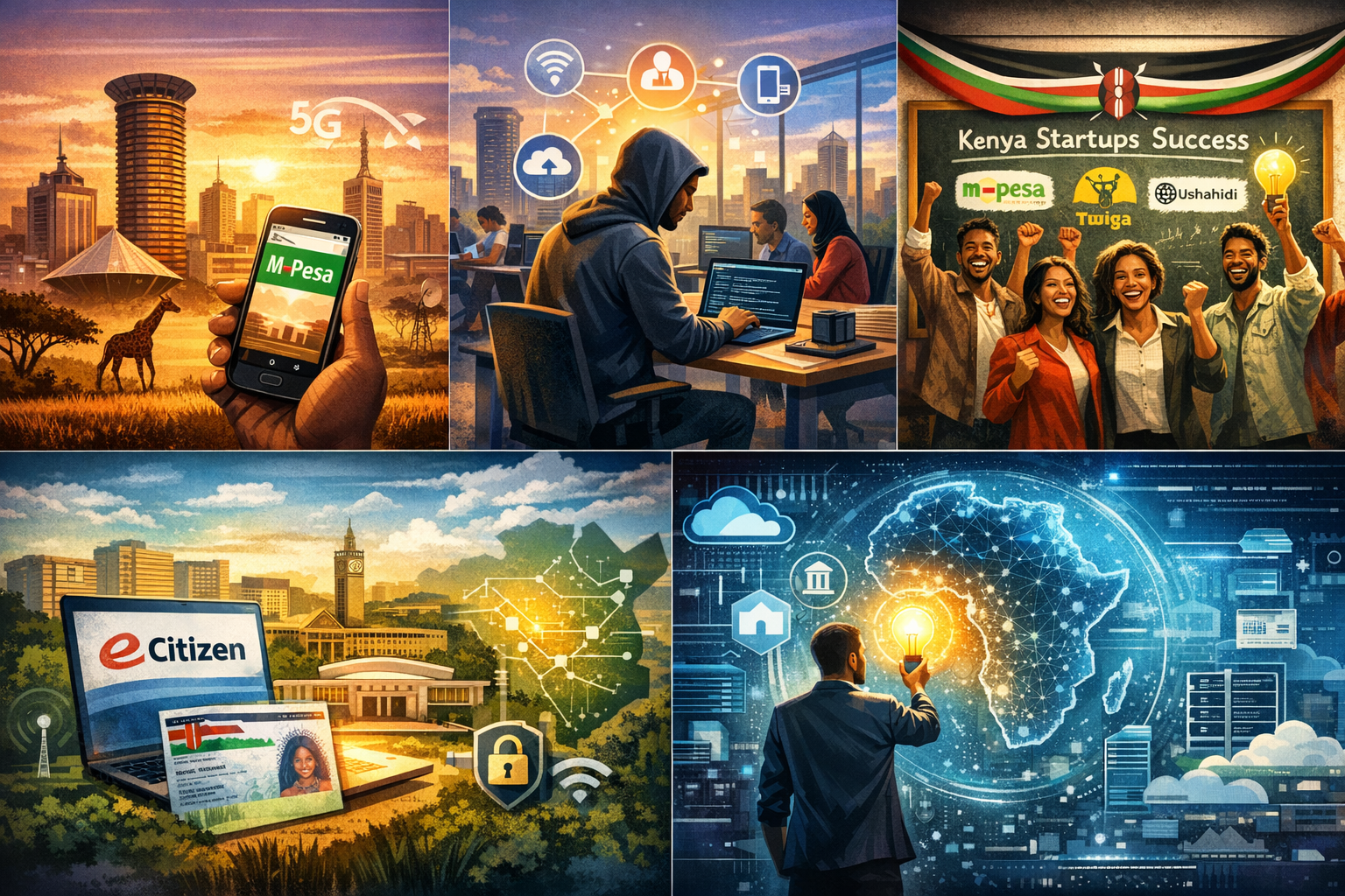 Innovation and technology in Kenya: mobile connectivity, developer community, startups, e-government, and digital growth across Africa.